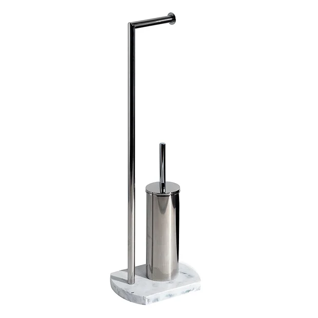 Trafalgar White Marble Effect Freestanding Toilet Roll & Toilet Brush Holder 3 Trafalgar White Marble Effect Freestanding Toilet Roll & Toilet Brush Holder