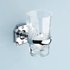 Silverdale Luxury Victorian Tumbler Holder & Crystal Glass Tumbler - Chrome