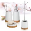 Wenko Bamboo Ceramic Bathroom Accessories Set -Bathroom Accessories wenkobamboosetd