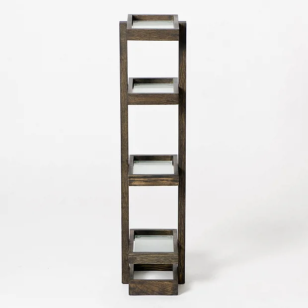 Wooden Freestanding Storage Shelves Dark Oak 6 Wooden Freestanding Storage Shelves Dark Oak - Image 4