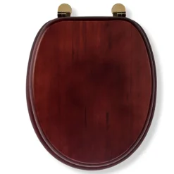Croydex Mahogany Effect Solid Wood Toilet Seat With Brass Effect Fixings -Bathroom Accessories wl515202ai3