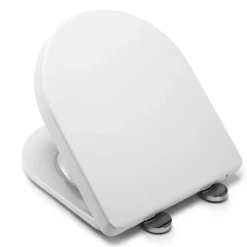 Croydex Flexi-Fix Eyre D-Shape White Anti-Bacterial Toilet Seat With Soft Close And Quick Release -Bathroom Accessories wl601522hai3