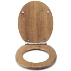 Croydex Flexi-Fix Ontario Teak Effect Anti-Bacterial Toilet Seat With Soft Close And Quick Release -Bathroom Accessories wl602086hai3
