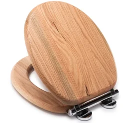 Croydex Flexi-Fix Rutland Solid Oak Anti-Bacterial Toilet Seat With Soft Close And Quick Release -Bathroom Accessories wl602376hai1