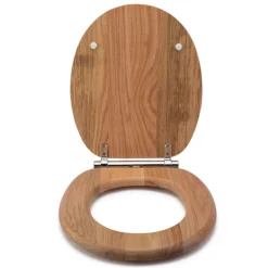 Croydex Flexi-Fix Rutland Solid Oak Anti-Bacterial Toilet Seat With Soft Close And Quick Release -Bathroom Accessories wl602376hai2