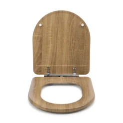 Croydex Levico Oak Effect D-Shaped Flexi-Fix Toilet Seat With Soft Close And Quick Release -Bathroom Accessories wl610286h d2