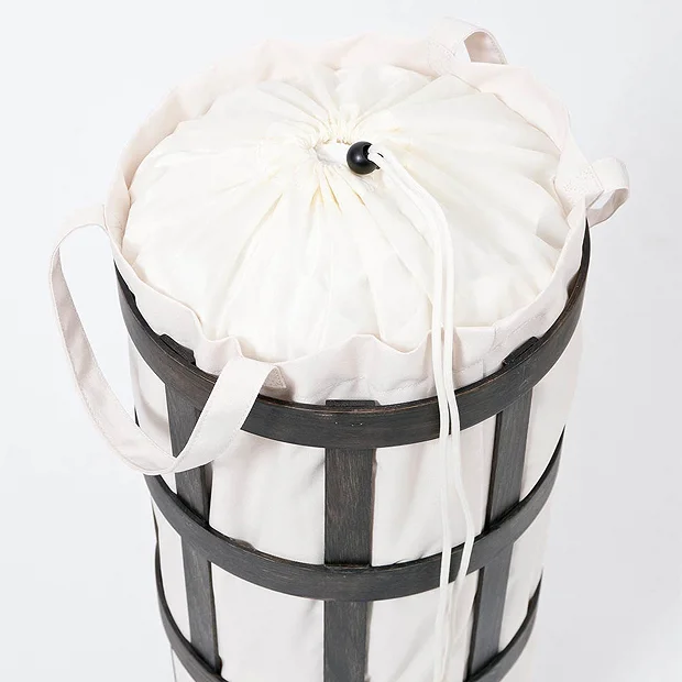Freestanding Wooden Laundry Basket Cage Dark Oak/White 3 Freestanding Wooden Laundry Basket Cage Dark Oak/White