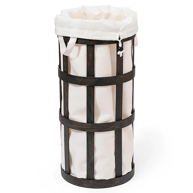Freestanding Wooden Laundry Basket Cage Dark Oak/White 4 Freestanding Wooden Laundry Basket Cage Dark Oak/White - Image 2