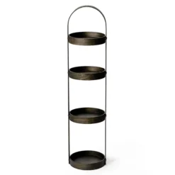 Freestanding Wooden Round Storage Caddy Dark Oak -Bathroom Accessories wrscdo d2