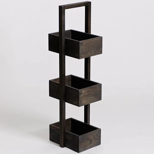Freestanding Wooden Storage Caddy Dark Oak 5 Freestanding Wooden Storage Caddy Dark Oak - Image 3