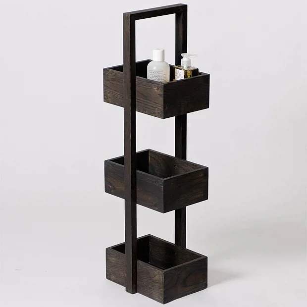Freestanding Wooden Storage Caddy Dark Oak 4 Freestanding Wooden Storage Caddy Dark Oak - Image 2