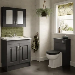 York Dark Grey Top Fixing Soft Close Toilet Seat